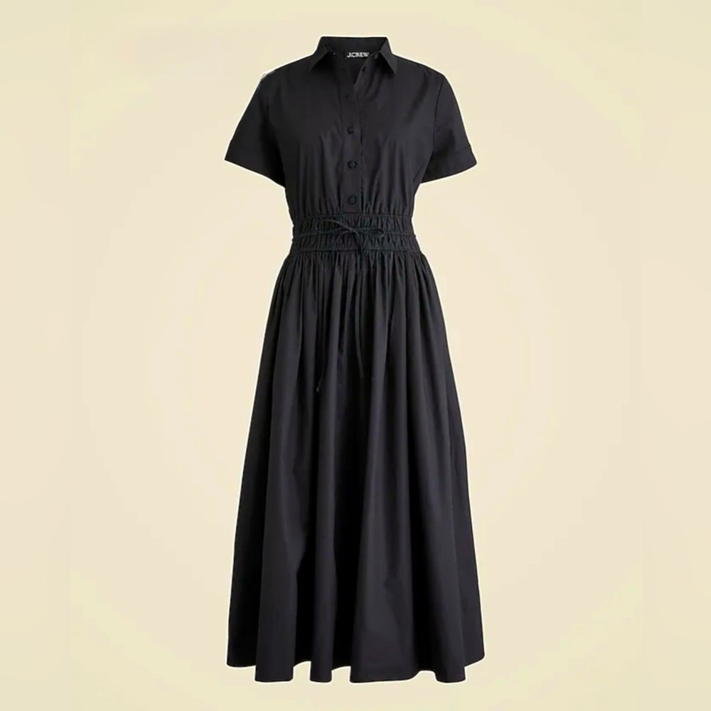 J. Crew Elena Black Shirtdress in cotton poplin